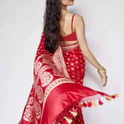 Shalena Benarasi Saree - Red -Abhinaya shop BSR90A Red 5