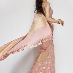 Aaradhana Benarasi Saree - Blush -Abhinaya shop BSR94 Blush 4