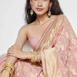 Aaradhana Benarasi Saree - Blush -Abhinaya shop BSR94 Blush 6