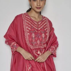 Dhara Suit Set - Raspberry -Abhinaya shop F21GRP8RP Raspberry 4