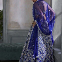 Vanishri Lehenga Set – Blue -Abhinaya shop F21R21​LCD blue 3