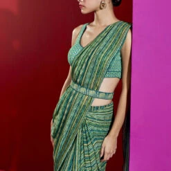 Phaedra Saree - Green -Abhinaya shop F22MA153 GREEN 4