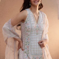 Farhin Suit Set - Ivory -Abhinaya shop F22R153 Ivory 4