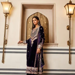 Taahira Suit Set - Violet -Abhinaya shop F22R1 VividViolet 3