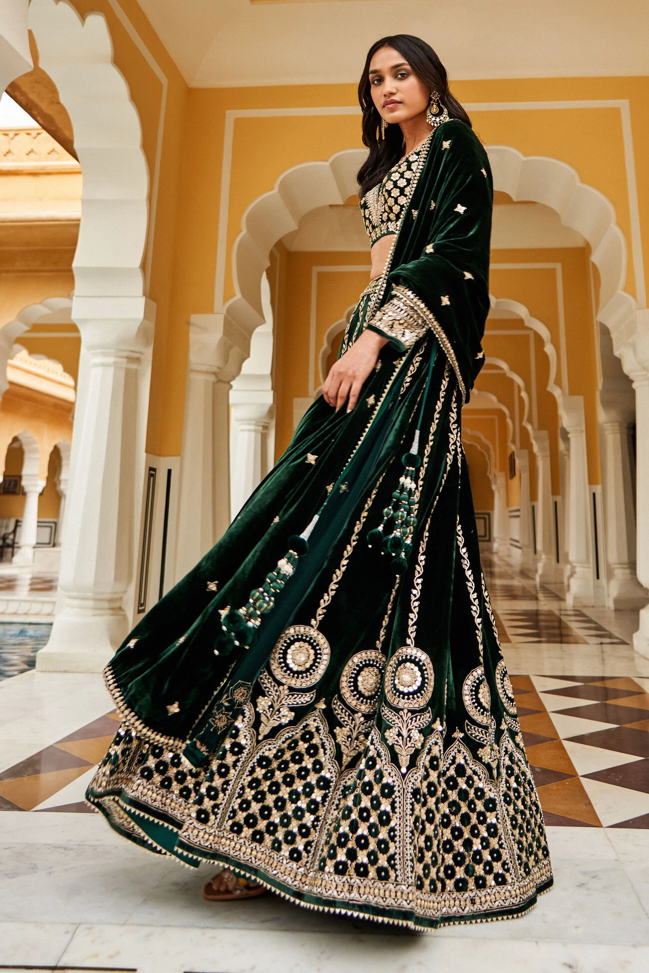Shumaila Lehenga - Green 3 Shumaila Lehenga - Green - Image 3