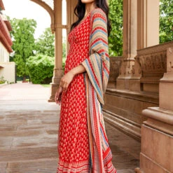 Janya Suit Set - Red -Abhinaya shop F22RN164 Red 3