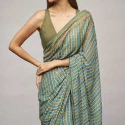 Alana Saree - Sage -Abhinaya shop F22RN183 Sage 5