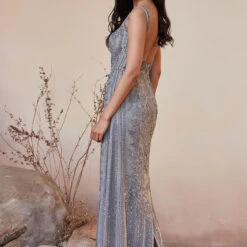 Stardust Gown - Grey -Abhinaya shop F22SR16 Grey 3