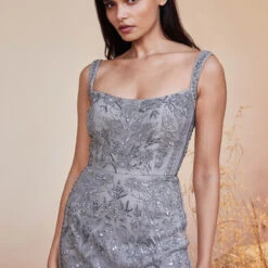 Stardust Gown - Grey -Abhinaya shop F22SR16 Grey 4