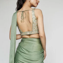 Starling Saree - Sage Green -Abhinaya shop F23A377 Sage 5