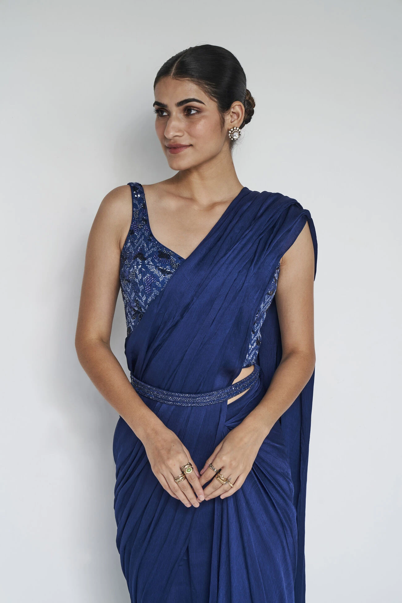 Millaray Saree Set - Blue 4 Millaray Saree Set - Blue - Image 4