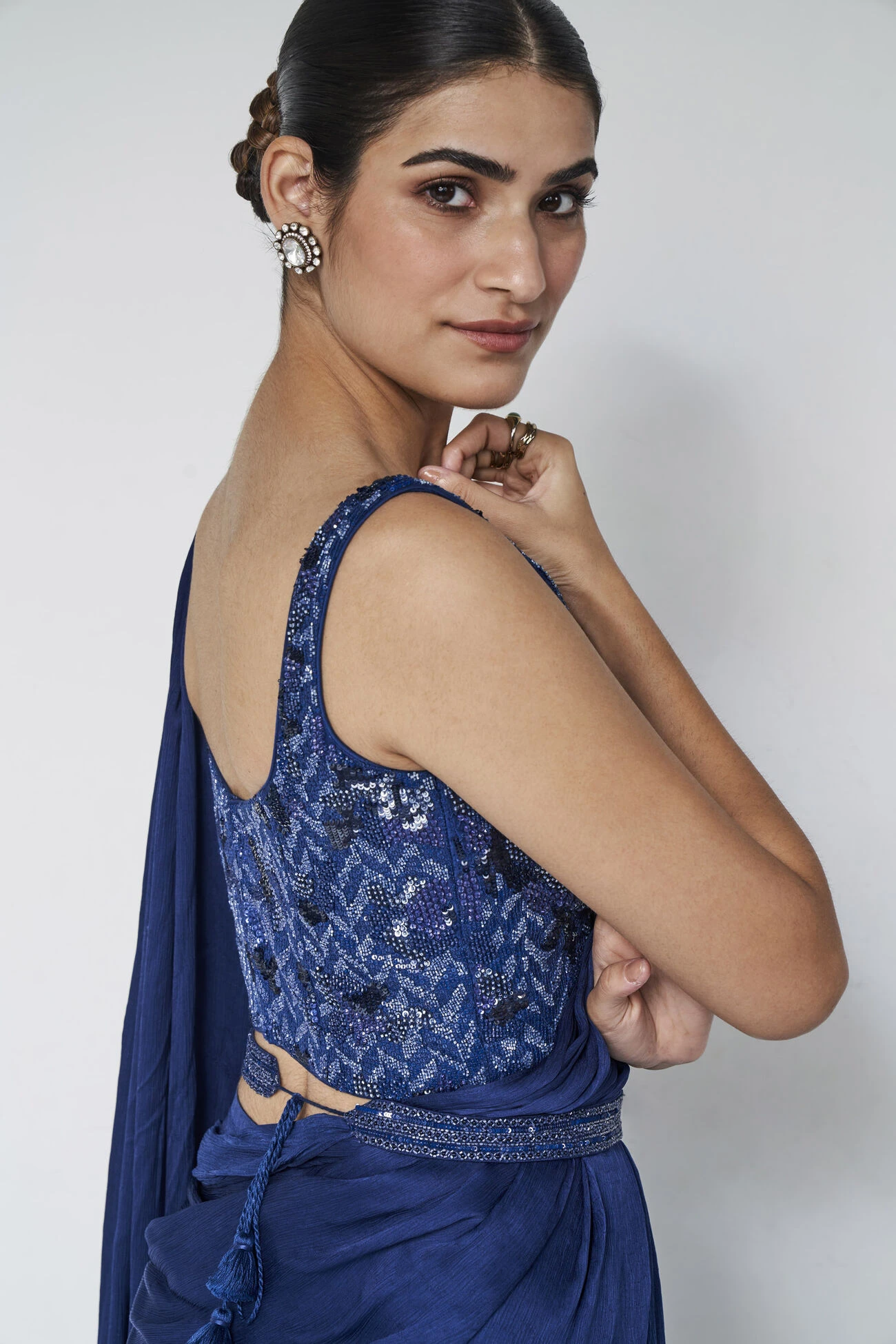 Millaray Saree Set - Blue 6 Millaray Saree Set - Blue - Image 6