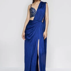 Fluerette Saree Set - Blue 12 Fluerette Saree Set - Blue -Abhinaya shop F23A393 Blue 2