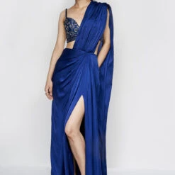 Fluerette Saree Set - Blue 13 Fluerette Saree Set - Blue -Abhinaya shop F23A393 Blue 3