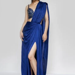 Fluerette Saree Set - Blue 14 Fluerette Saree Set - Blue -Abhinaya shop F23A393 Blue 4