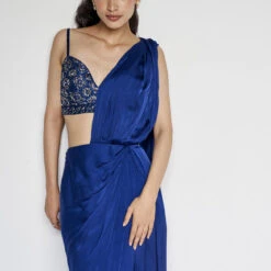Fluerette Saree Set - Blue 19 Fluerette Saree Set - Blue -Abhinaya shop F23A393 Blue 9