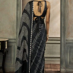 Deetya Bandhani Saree - Black -Abhinaya shop F23P68 BKWH 4