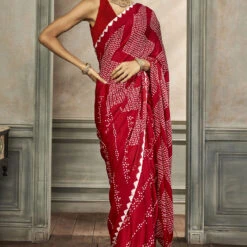 Deetya Bandhani Saree - Red
