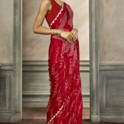 Deetya Bandhani Saree - Red -Abhinaya shop F23P68 REDD 3