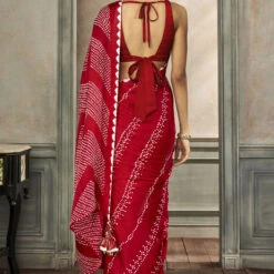 Deetya Bandhani Saree - Red -Abhinaya shop F23P68 REDD 4