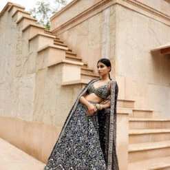 Qainaat Lehenga - Navy Blue