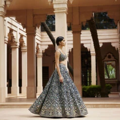 Qainaat Lehenga - Navy Blue -Abhinaya shop F23R105MTO NYBL 3