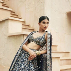 Qainaat Lehenga - Navy Blue -Abhinaya shop F23R105MTO NYBL 4