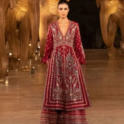 Into The Wilderness Kurta Set - Wine