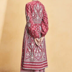 Into The Wilderness Kurta Set - Wine -Abhinaya shop F23R143 WINE 2