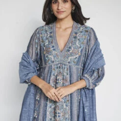 Sabela Suit Set - Slate Grey 10 Sabela Suit Set - Slate Grey -Abhinaya shop F23R149 Grey 5
