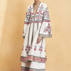 Flowers Of The Forest Kurta Set - Cream -Abhinaya shop F23R189 Cream 1