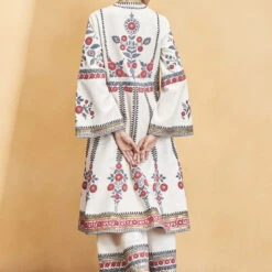 Flowers Of The Forest Kurta Set - Cream -Abhinaya shop F23R189 Cream 2