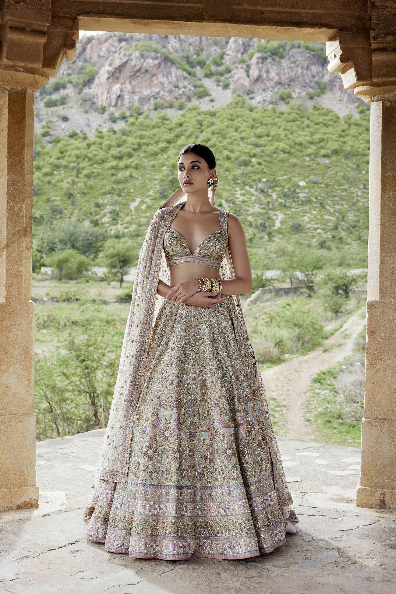 Mridhini Lehenga - Beige 1 Mridhini Lehenga - Beige