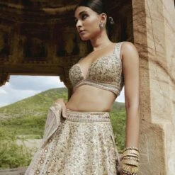 Mridhini Lehenga - Beige 13 Mridhini Lehenga - Beige -Abhinaya shop F23R193MTO BEIG 3