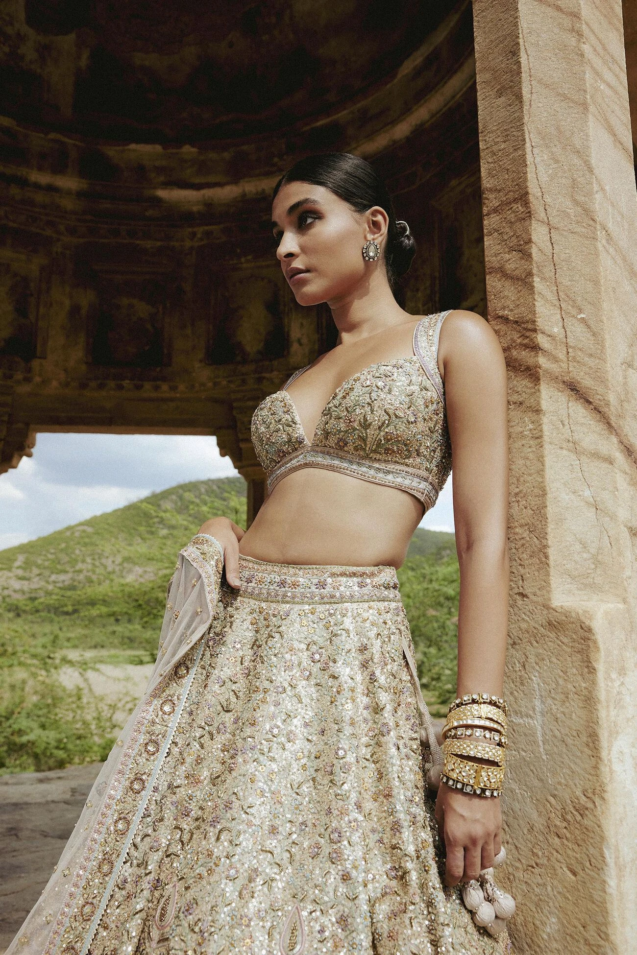 Mridhini Lehenga - Beige 4 Mridhini Lehenga - Beige - Image 4