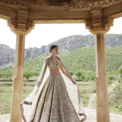 Mridhini Lehenga - Beige 14 Mridhini Lehenga - Beige -Abhinaya shop F23R193MTO BEIG 4