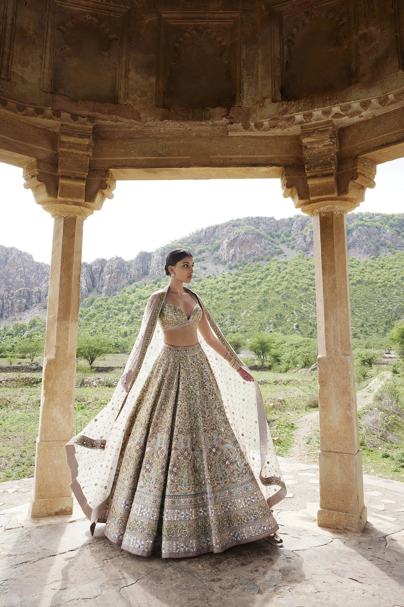 Mridhini Lehenga - Beige 5 Mridhini Lehenga - Beige - Image 5