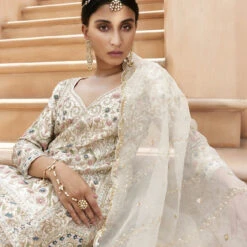 Chand Gharara Set - Ivory -Abhinaya shop F23R200MTO IVRY 4