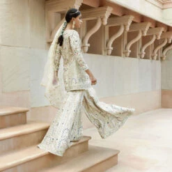 Chand Gharara Set - Ivory -Abhinaya shop F23R200MTO IVRY 5