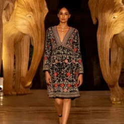 Floral Ballad Dress - Black -Abhinaya shop F23R408A R Black 1