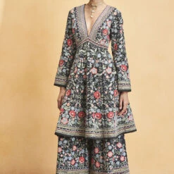 Floral Ballad Kurta Set - Black