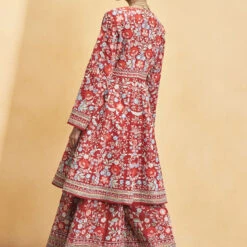 Floral Ballad Kurta Set - Red -Abhinaya shop F23R408 Red 2