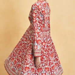 Floral Ballad Kurta Set - Red -Abhinaya shop F23R408 Red 5