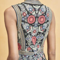 Symphony Of Flowers Jacket Set - Black -Abhinaya shop F23R409 Black 8