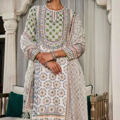 Noor Suit Set - White -Abhinaya shop F23R43RP WHIT 3