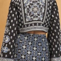 Symphony Of Blooms Jacket - Black -Abhinaya shop F23R440J Black 4