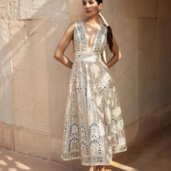 Mihika Dress - Ivory -Abhinaya shop F23R451MTO IVRY 4
