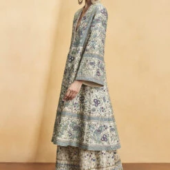 Flora And Fauna Kurta Set - Gold -Abhinaya shop F23R602 Gold 2