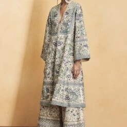 Flora And Fauna Kurta Set - Gold -Abhinaya shop F23R602 Gold 4