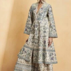 Flora And Fauna Kurta Set - Gold -Abhinaya shop F23R602 Gold 5